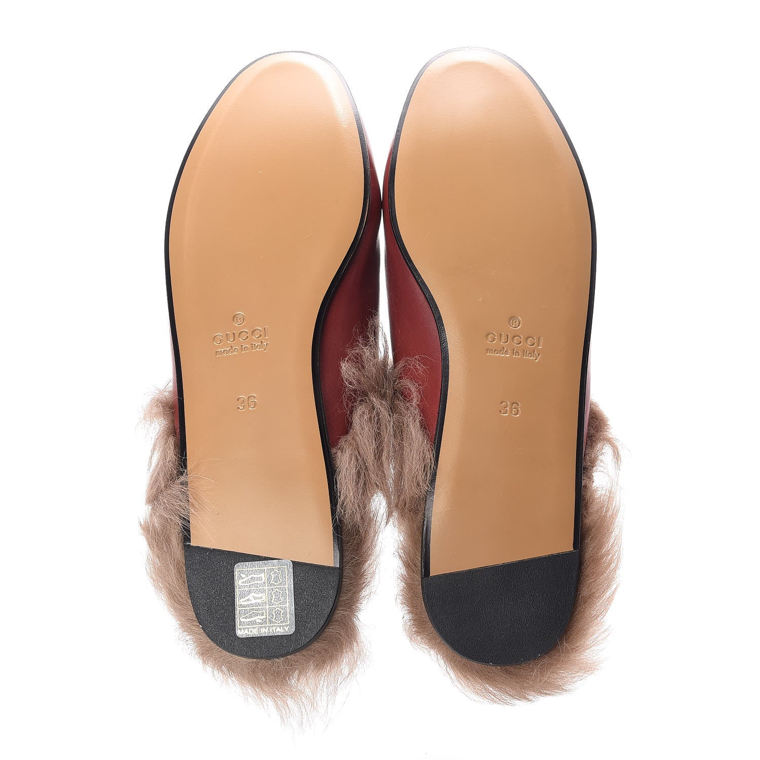 Gucci Betis Glamour Calfskin Fur Womens Princetown Slippers 36 Hibiscus Red Naturale 5 of 11