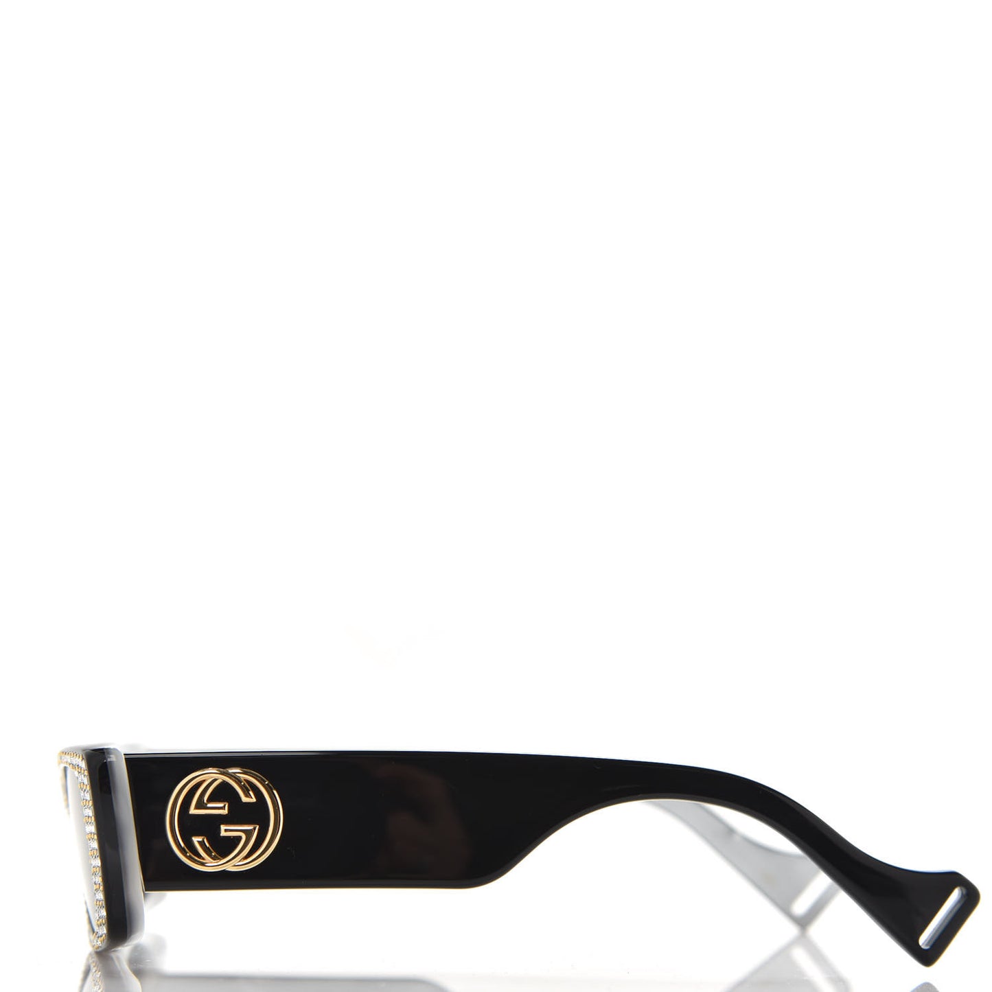 Acetate Rectangular Crystal Sunglasses GG0516S Black