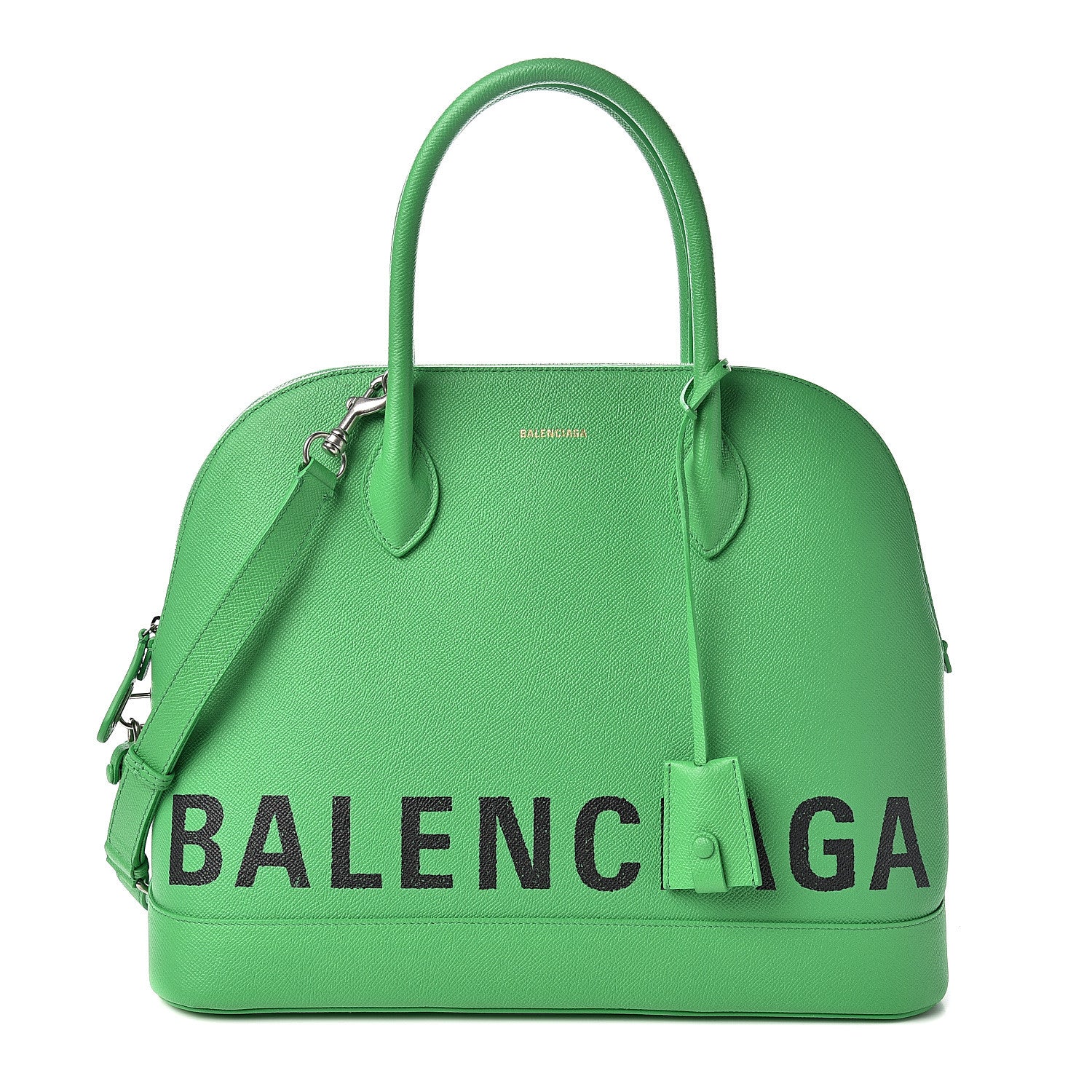 Balenciaga Signature Grained Calfskin Logo M Ville Top Handle Bag Green 1 of 9