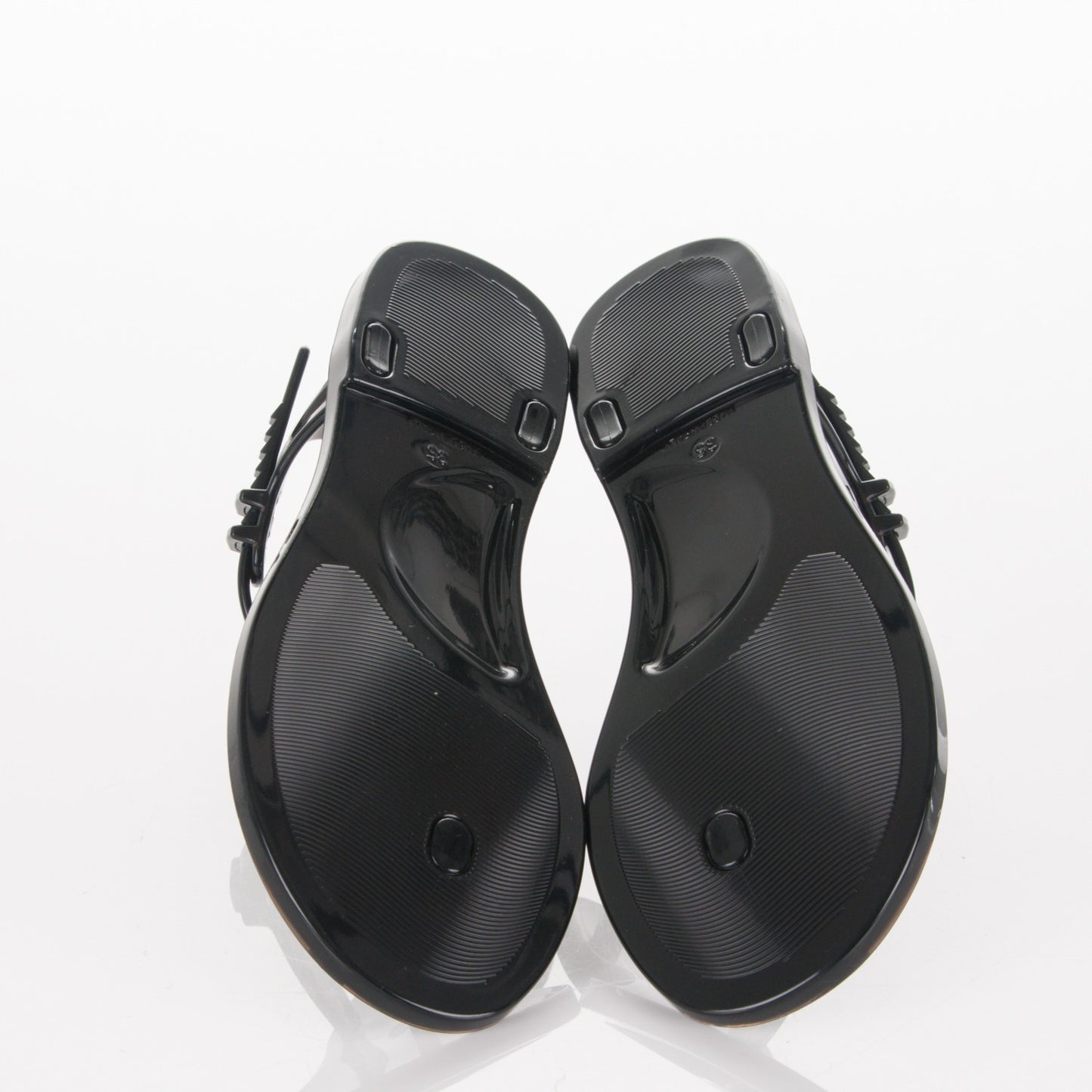 Jelly Camellia Thong Sandals 35 Black