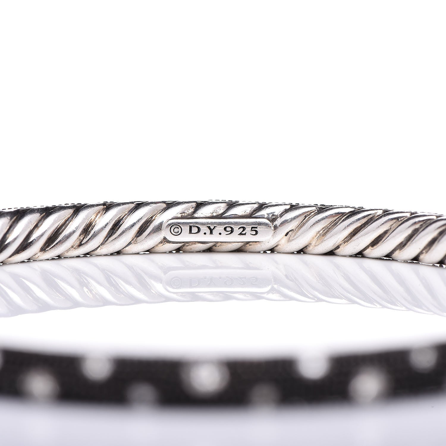 David Yurman Sterling Silver Diamond 4mm Midnight Melange Bangle Bracelet 4 of 5