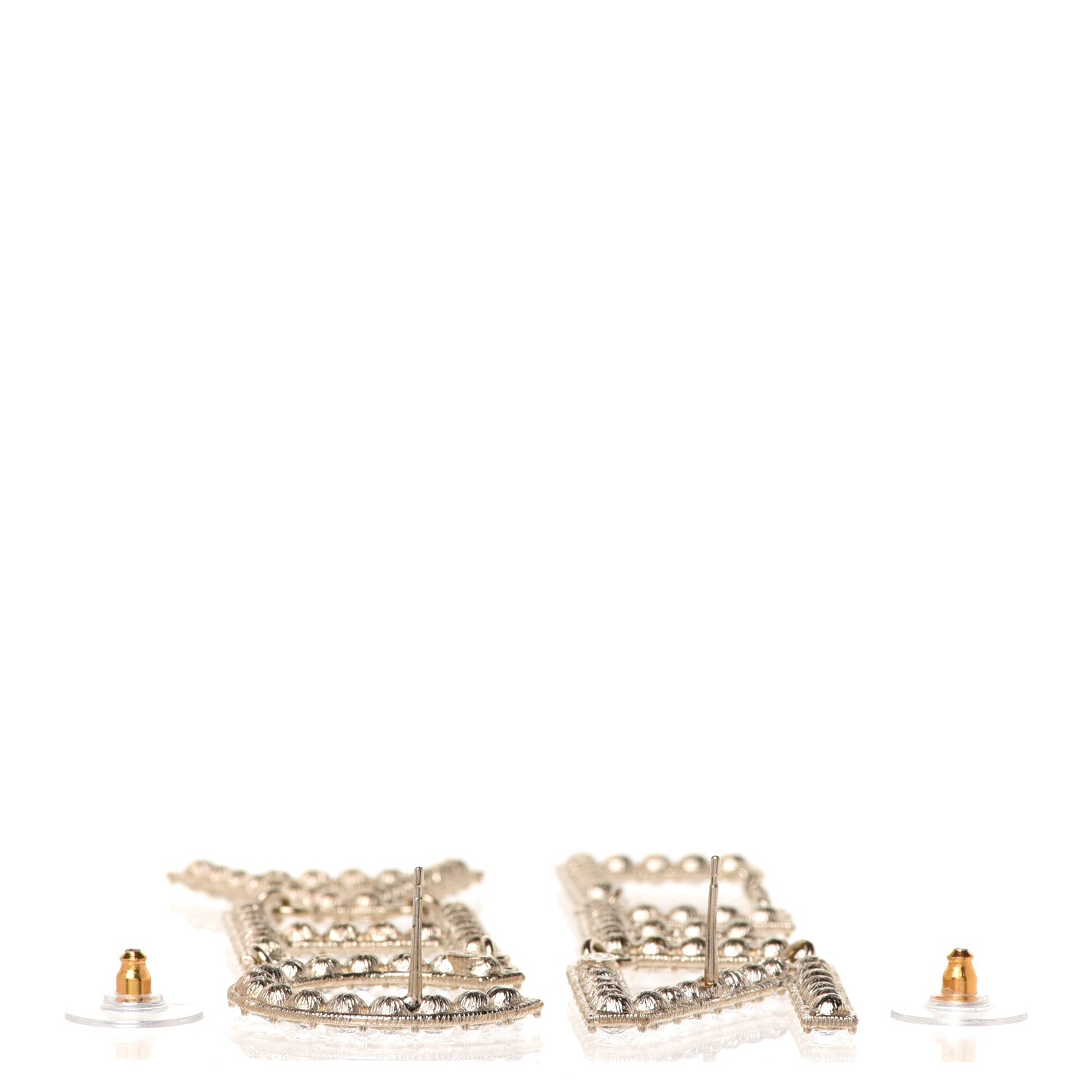 Chanel Crystal Cha-Nel Logo Drop Earrings Gold 3 of 5