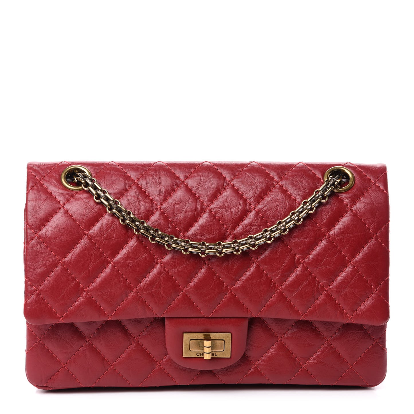 Aged Calfskin Quilted 2.55 Reissue 225 Flap Red