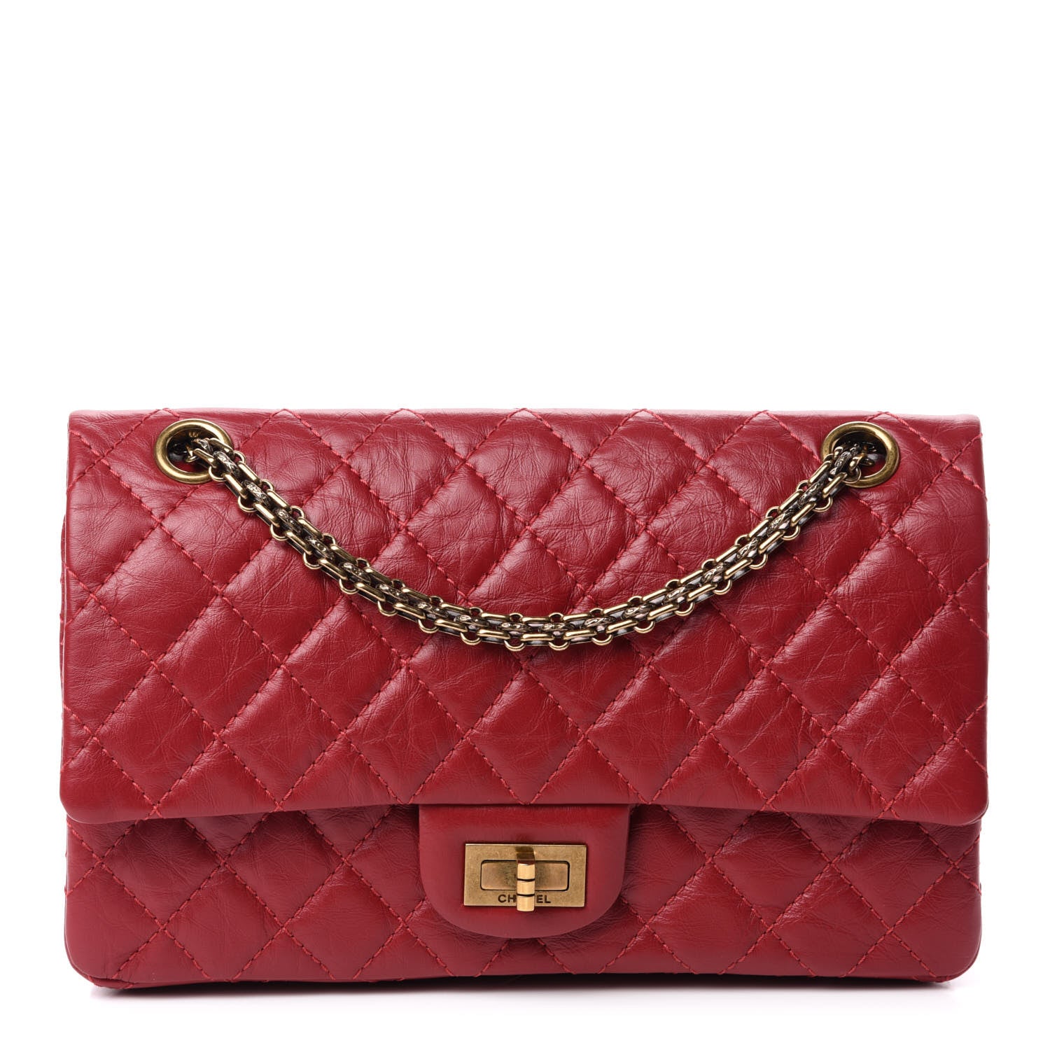 Chanel Aged Calfskin Quilted 2.55 Reissue 225 Flap Red 1 of 12