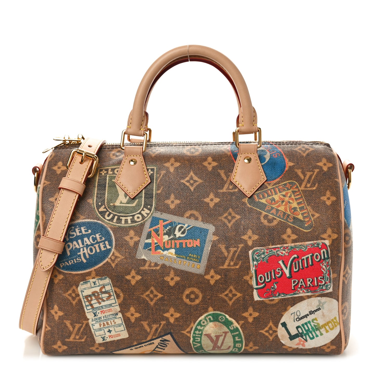 Monogram Hotel Labels Speedy Bandouliere 30