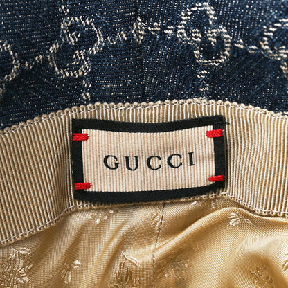 Gucci Washed Jacquard Denim Nappa GG Monogram Oscar Bucket Hat M Denim Cuir 9 of 9
