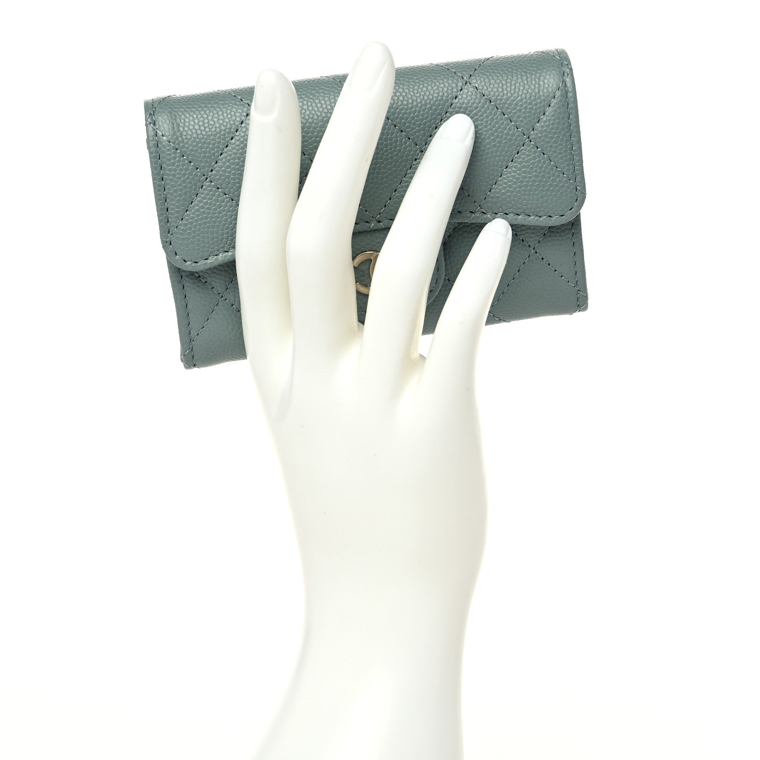 Chanel Caviar Quilted Flap Card Holder Wallet Grey 2 of 8