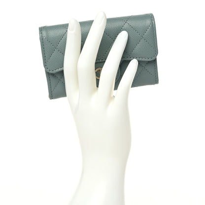Chanel Caviar Quilted Flap Card Holder Wallet Grey 2 of 8