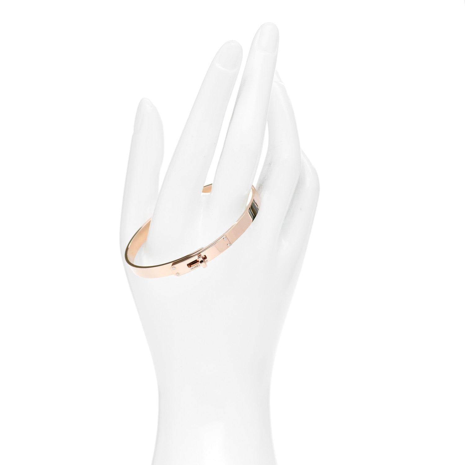Hermes 18K Rose Gold Diamond PM Kelly Bracelet ST 2 of 5