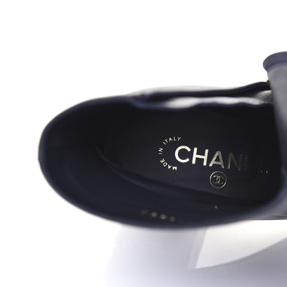 Chanel Lambskin Double Stack Chain Cap Toe Boots 39 Navy 9 of 15