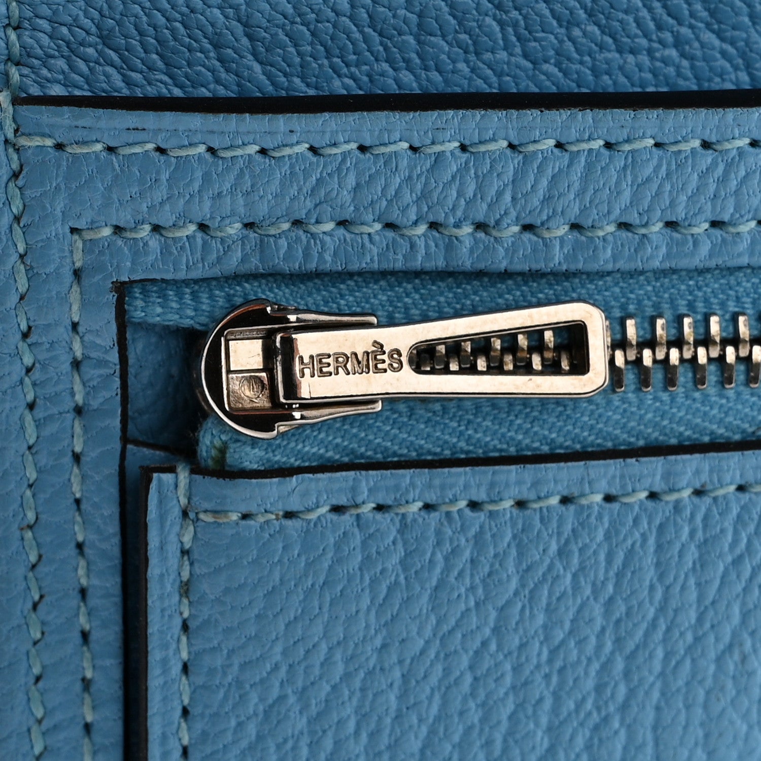 Hermes Chevre Mysore Bearn Gusset Wallet Celeste 9 of 15