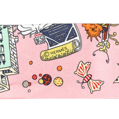 Hermes Silk La Folle Parade Twilly Rose Malabar White 3 of 4