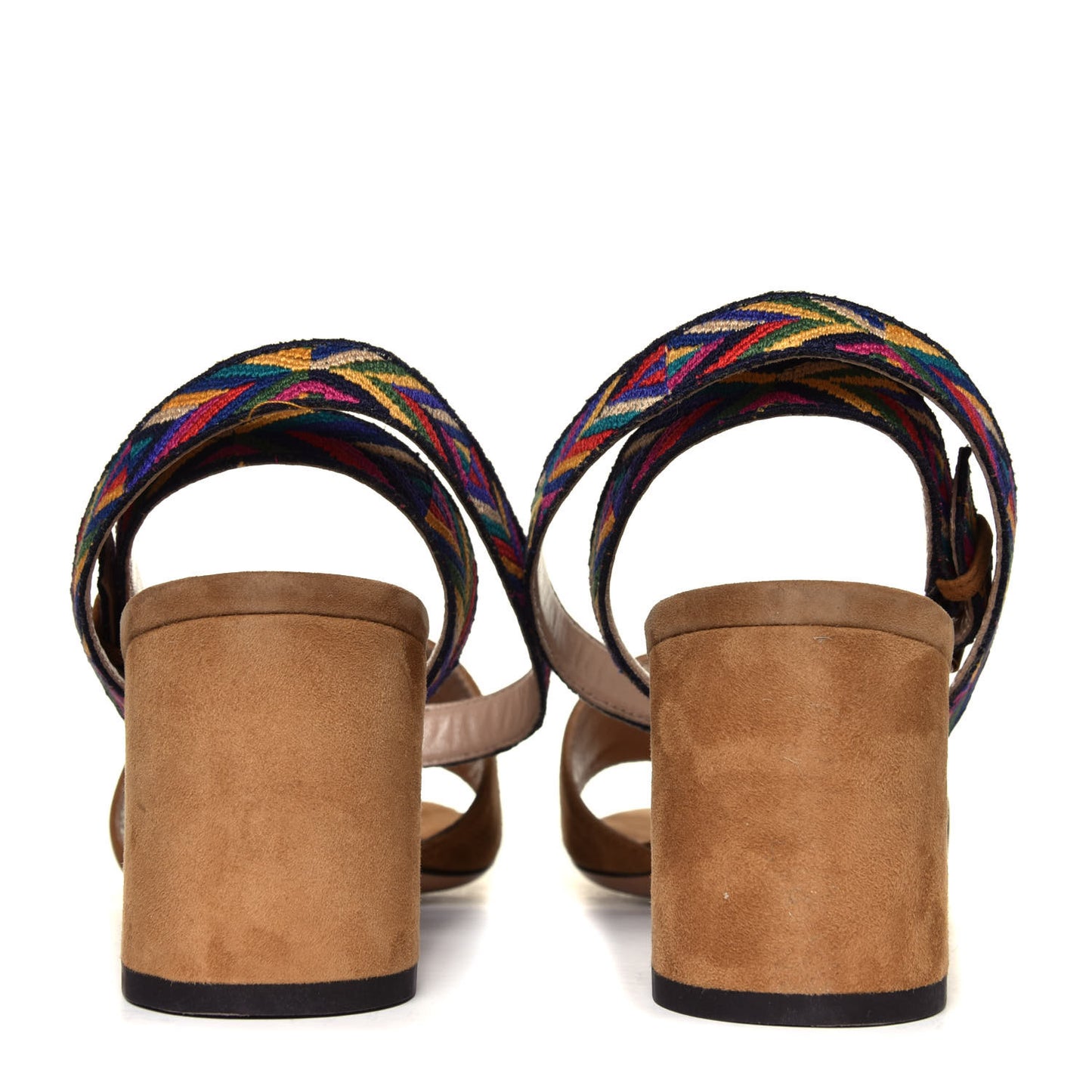 Suede Native Embroidered Strap Sandals 40 Beige