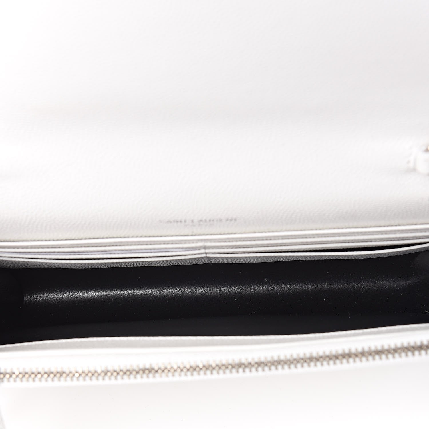 Saint Laurent Grain De Poudre Matelasse Chevron Monogram Envelope Chain Wallet Optical White 5 of 11