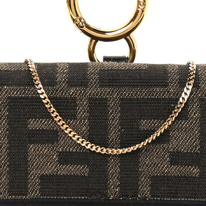 Fendi Fabric Jacquard FF 1974 Nano Baguette Charm Tobacco Moro Black 8 of 11
