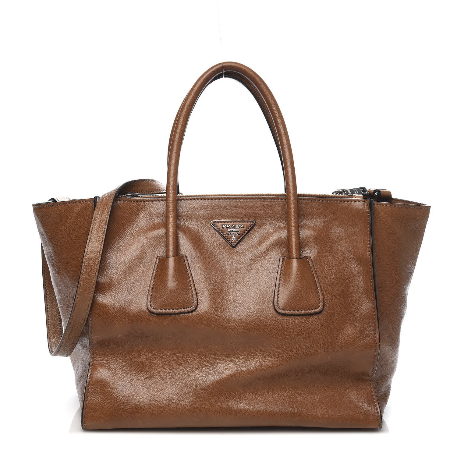 Prada Glace Calf Twin Pocket Tote Cannella 1 of 12