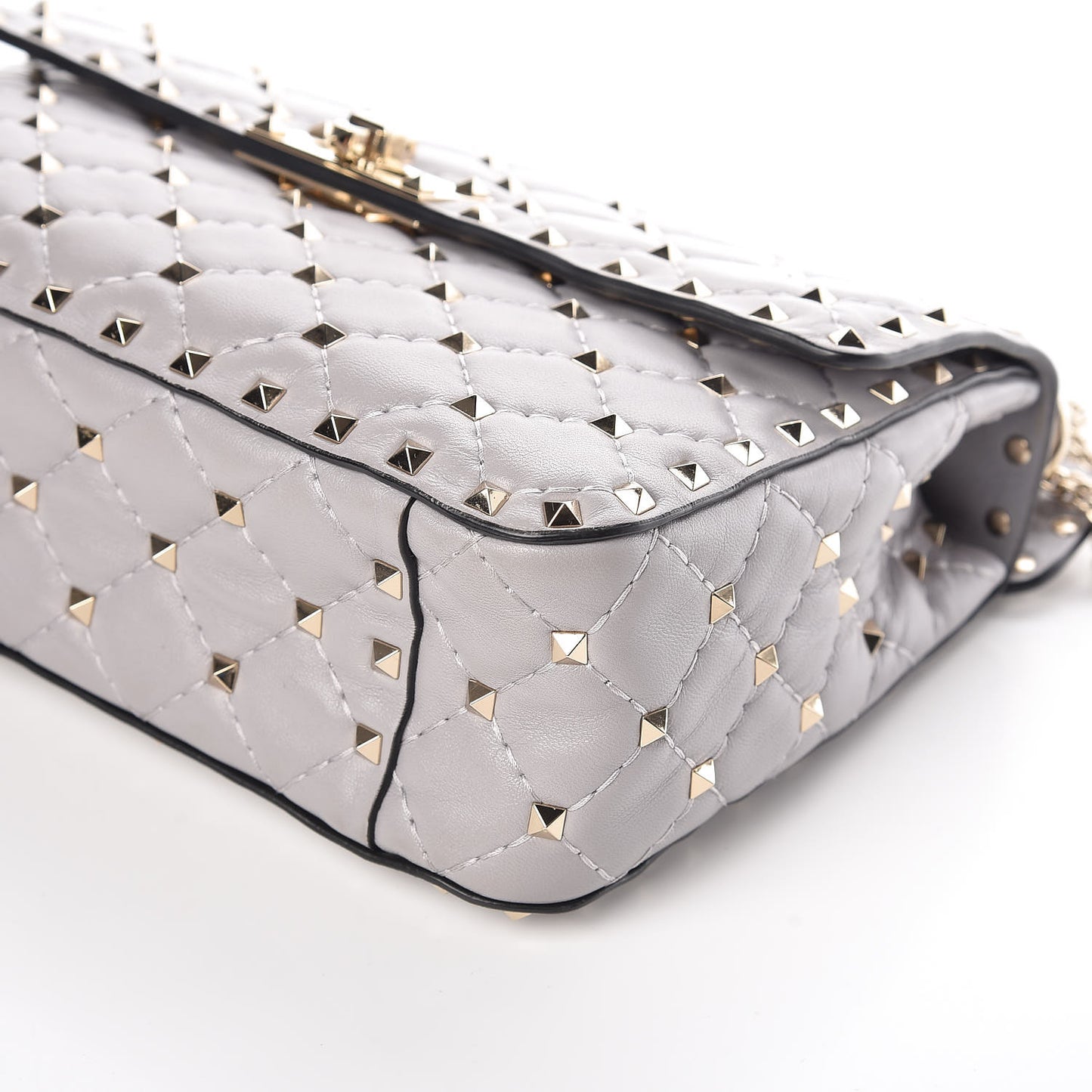 Nappa Medium Rockstud Spike Shoulder Bag Grey
