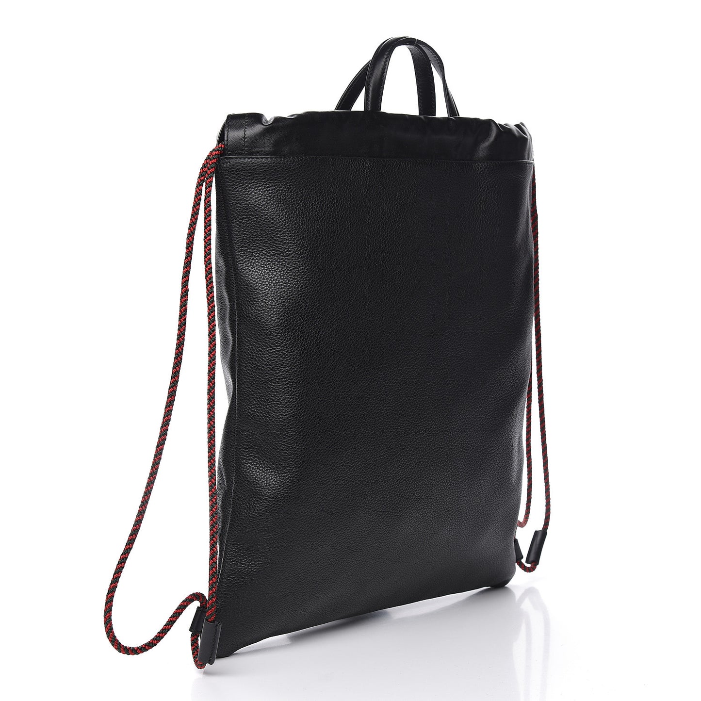 Calfskin Logo Drawstring Backpack Black