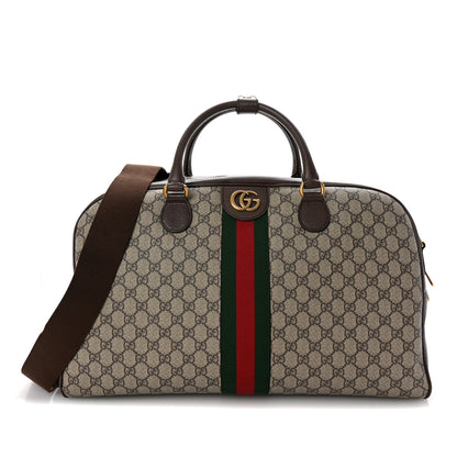 Gucci GG Supreme Monogram Textured Dollar Calfskin Web Large Savoy Bowling Bag Beige Ebony New Acero 1 of 8