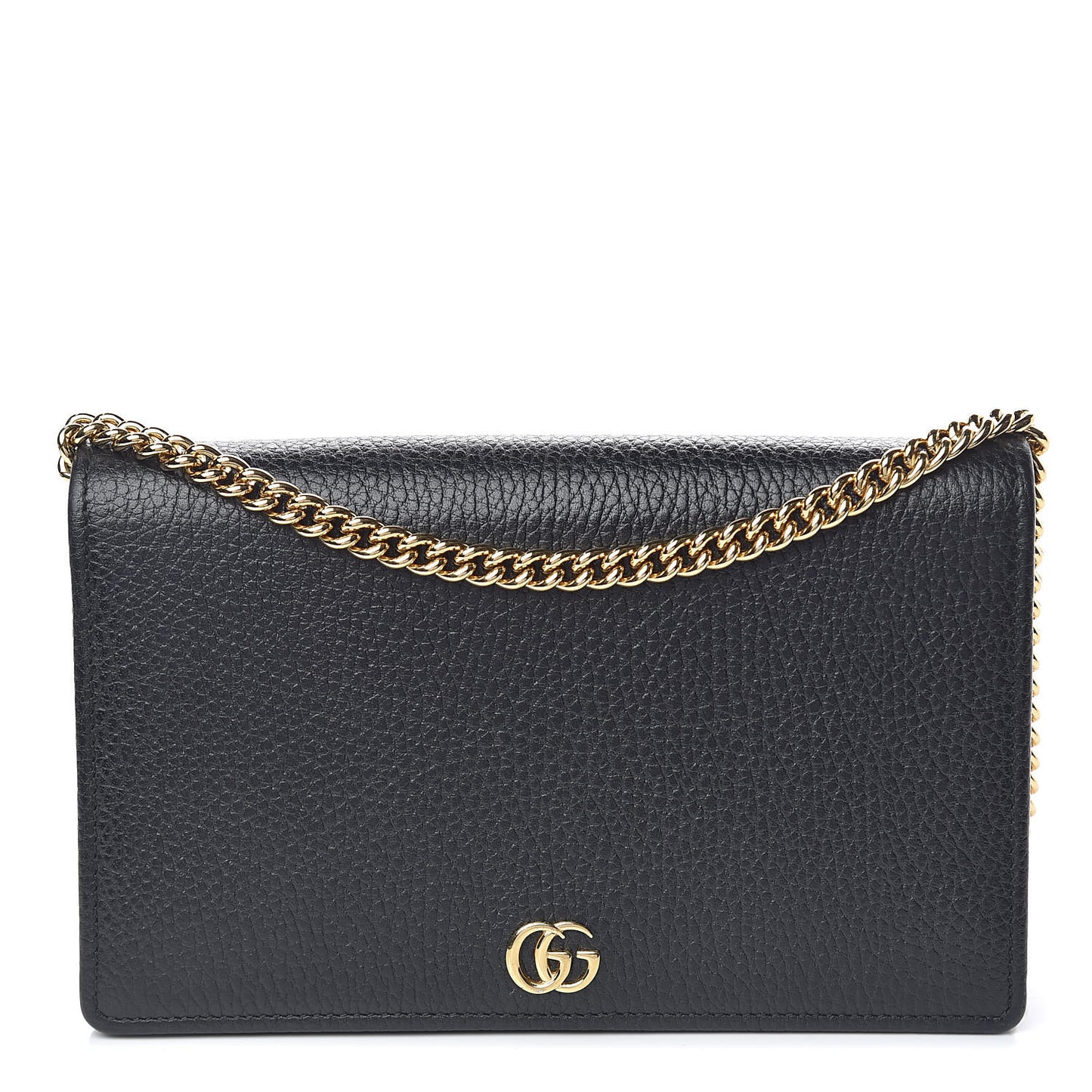 Calfskin Mini GG Marmont Chain Wallet Black