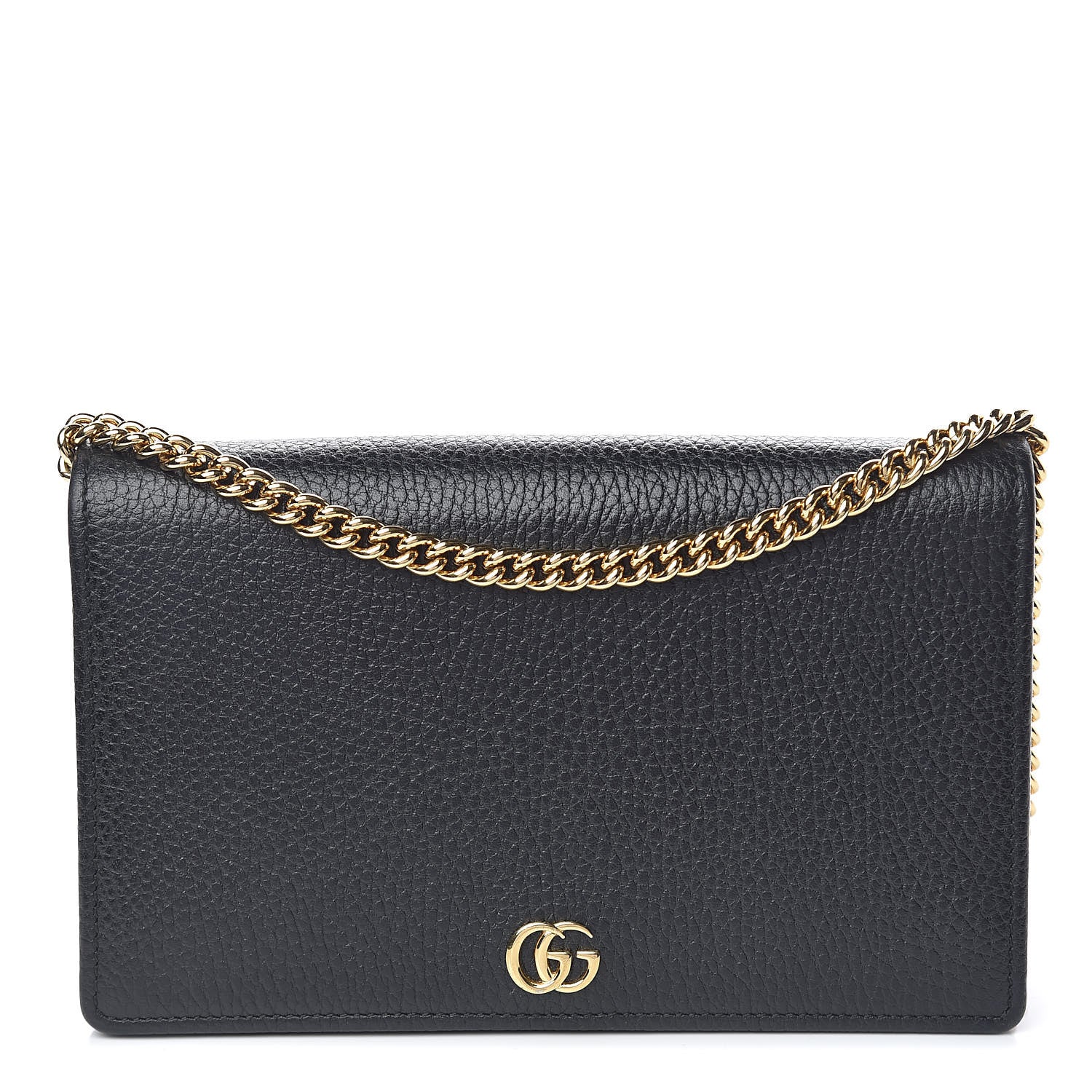 Gucci Calfskin Mini GG Marmont Chain Wallet Black 1 of 13