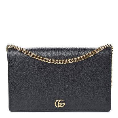 Gucci Calfskin Mini GG Marmont Chain Wallet Black 1 of 13