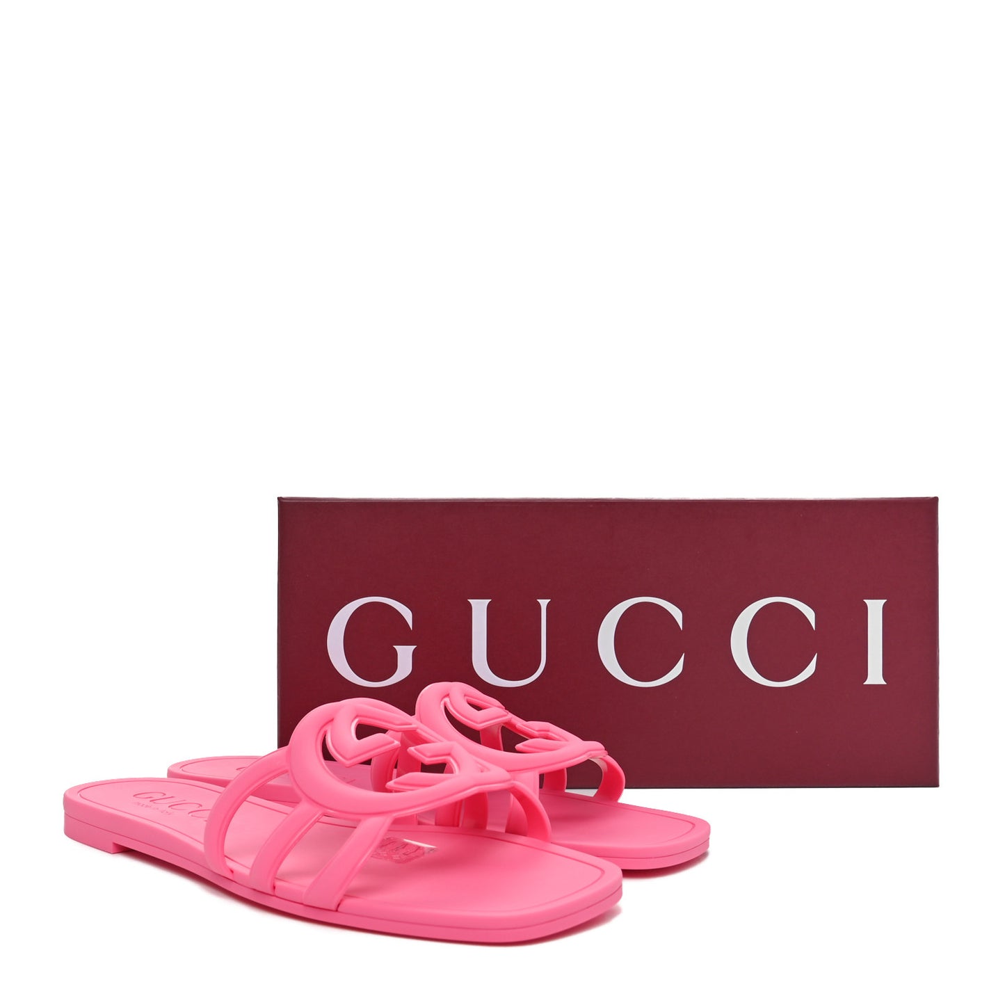 Rubber Interlocking G Womens Slide Sandals 39 Knit Rose