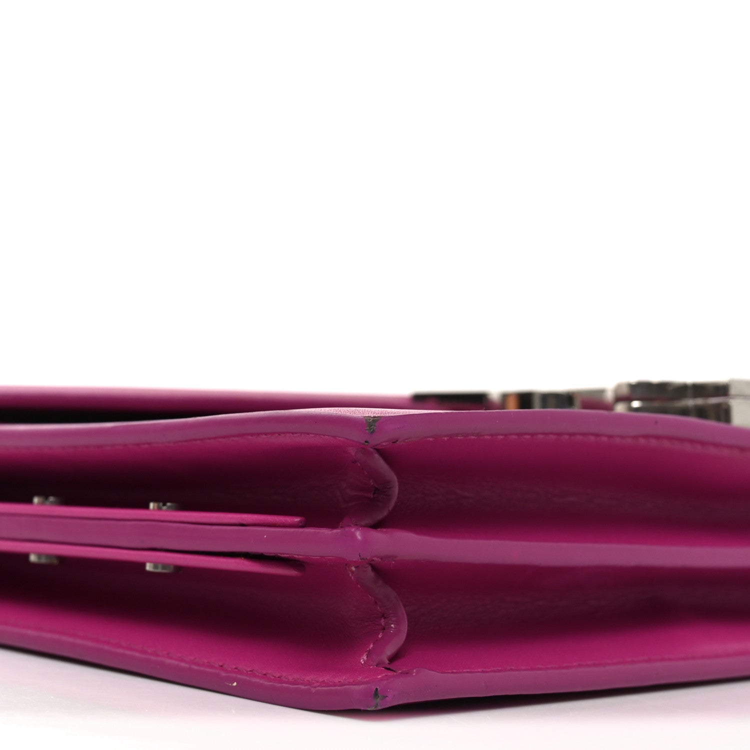 Saint Laurent Smooth Calfskin Monogram Cassandra Clasp Bag Electric Fuchsia 8 of 9