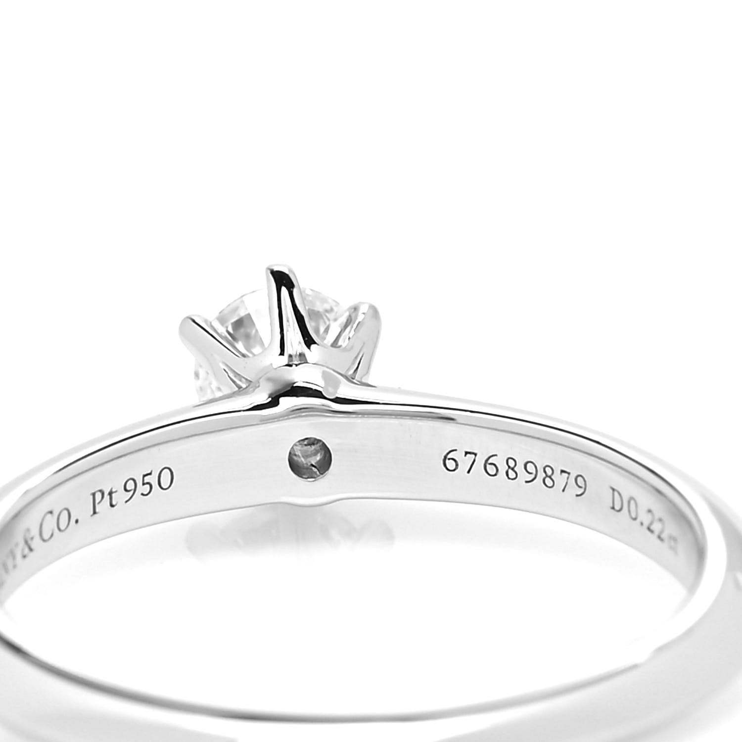 Tiffany Platinum Diamond .22ct Solitaire Engagement Ring 47 4 5 of 5