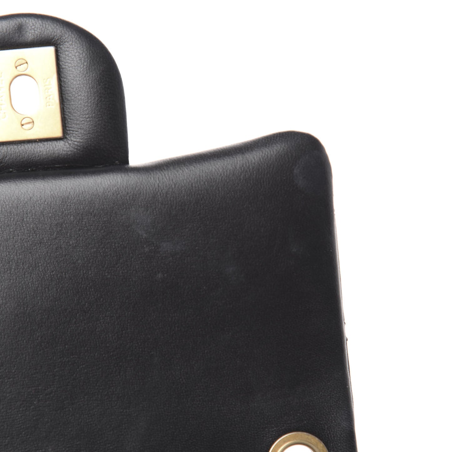 Lambskin Quilted Mini Pearl Crush Flap Black