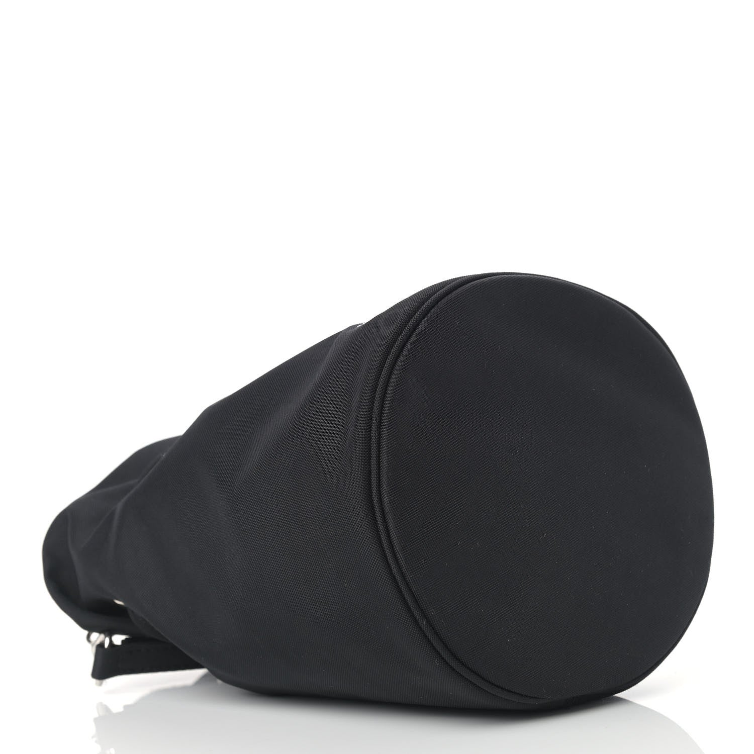 Balenciaga Recycled Sport Nylon Logo Embroidered Wheel Drawstring Bucket Bag Black White 4 of 10