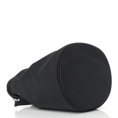 Balenciaga Recycled Sport Nylon Logo Embroidered Wheel Drawstring Bucket Bag Black White 4 of 10
