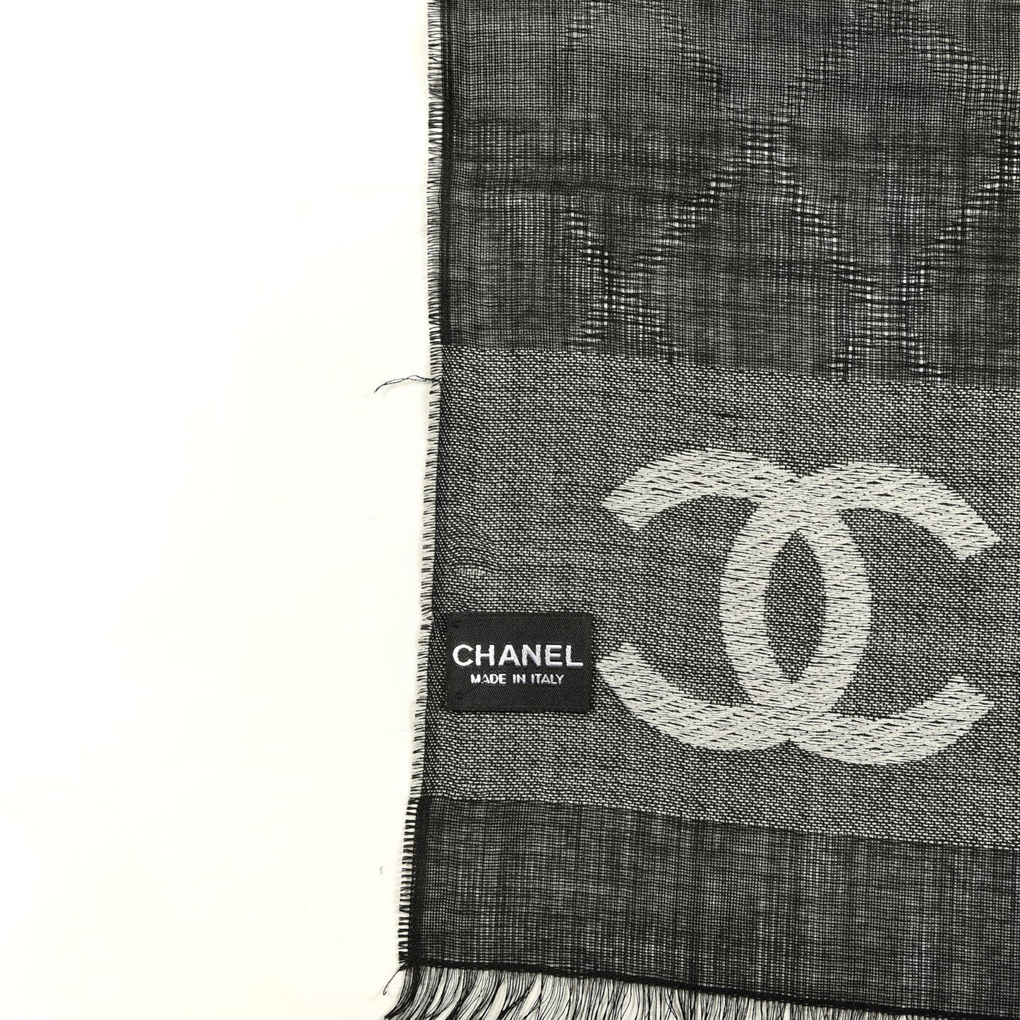 Wool Silk Cashmere CC Scarf Shawl Black White