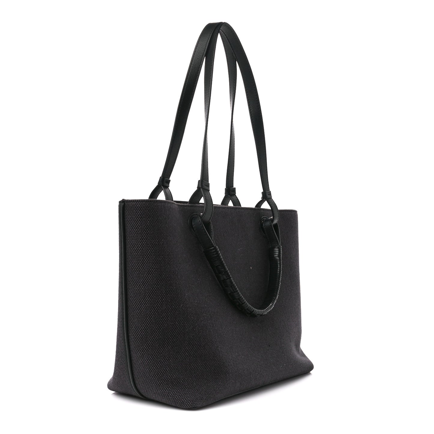 Canvas Calfskin Medium Anagram Tote Anthracite