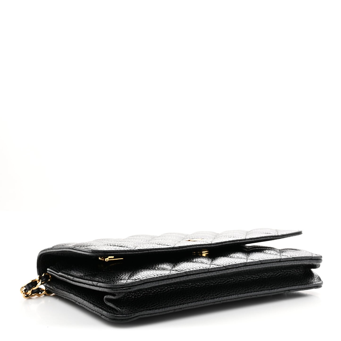 Caviar Quilted Wallet on Chain WOC Black