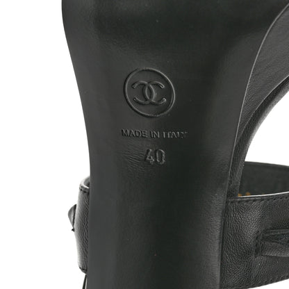 Chanel Lambskin Chain Platform Sandals 40 Black 8 of 10