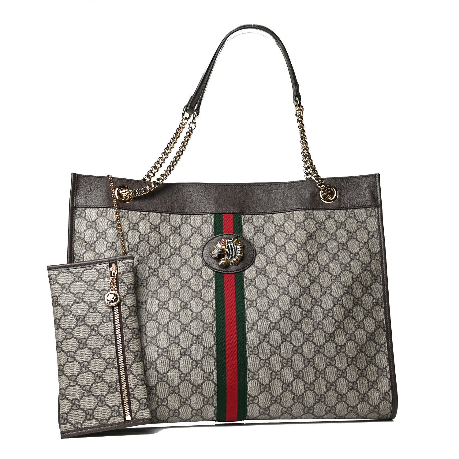 Gucci GG Supreme Monogram Large Rajah Chain Tote Beige New Acero 2 of 13