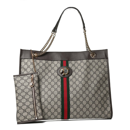 Gucci GG Supreme Monogram Large Rajah Chain Tote Beige New Acero 2 of 13
