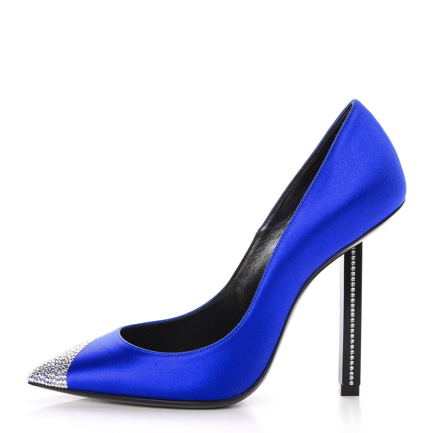 Satin Crystal Embellished Tower 110 Pump 36 Blue