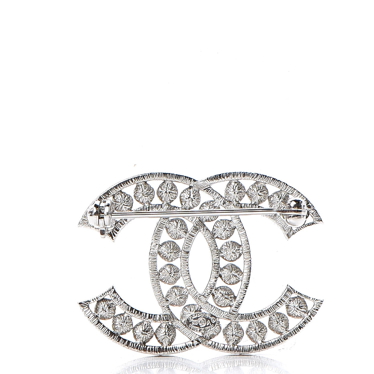 Chanel Pearl Crystal CC Brooch Silver 3 of 5