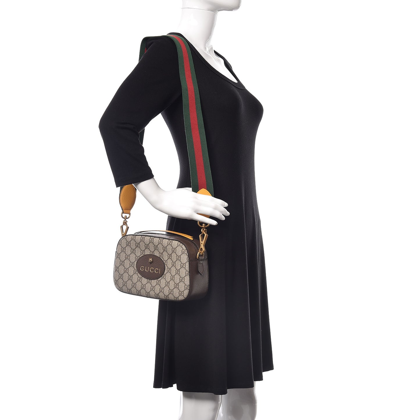 GG Supreme Monogram Web Neo Vintage Shoulder Bag Beige New Acero Crop
