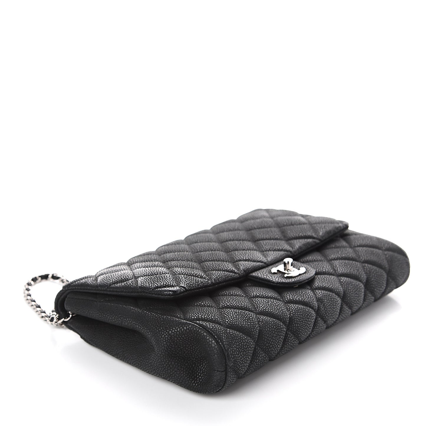 Caviar Quilted Clutch With Chain Flap Black
