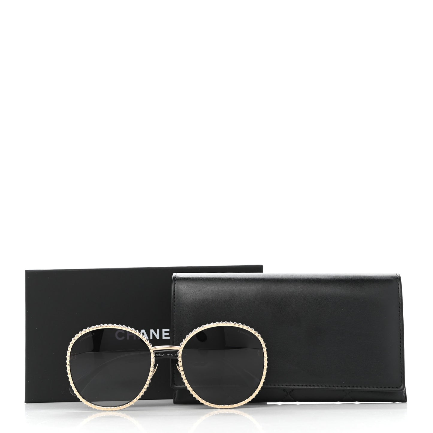 Metal Strass Round Sunglasses 71430 Gold