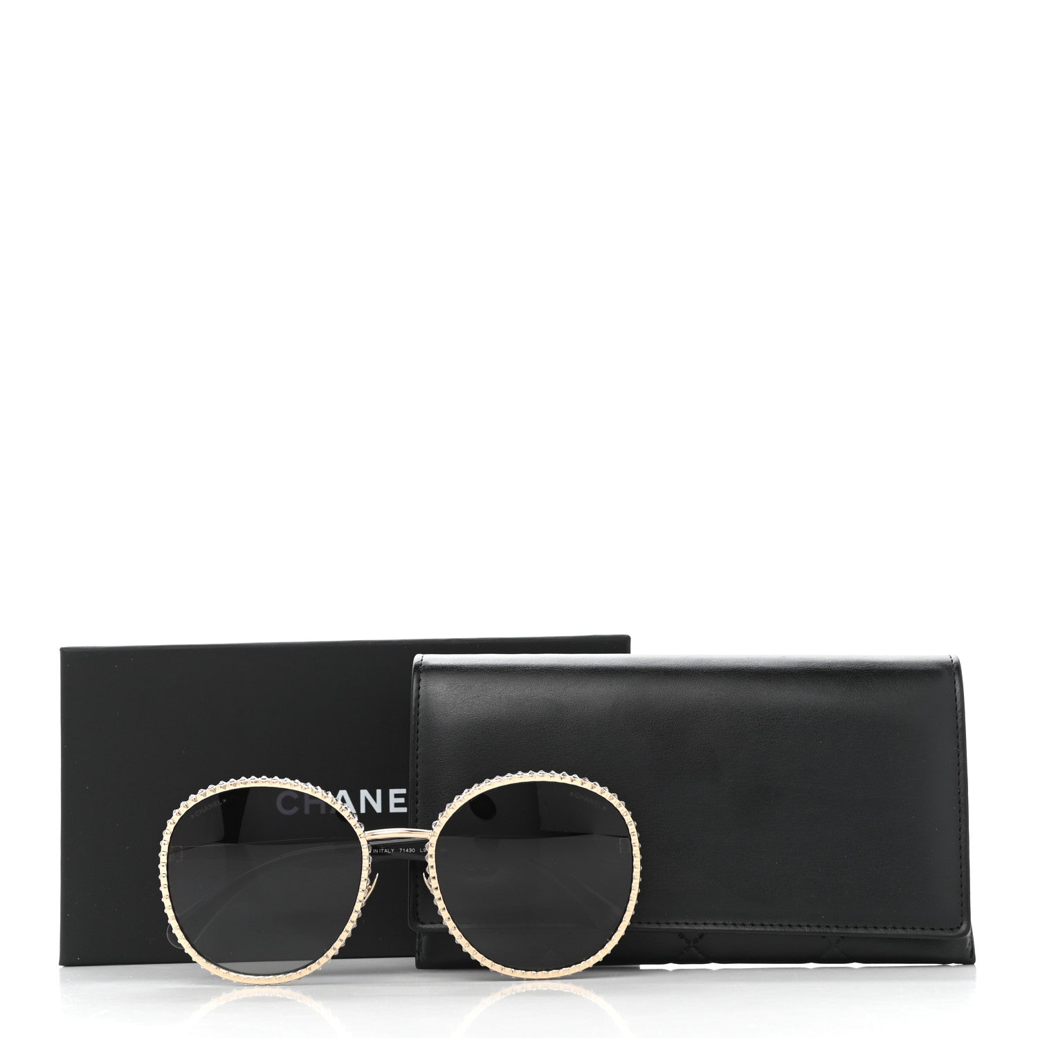 Chanel Metal Strass Round Sunglasses 71430 Gold 8 of 8