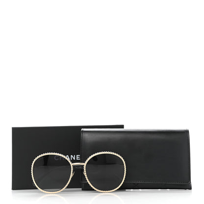 Chanel Metal Strass Round Sunglasses 71430 Gold 8 of 8