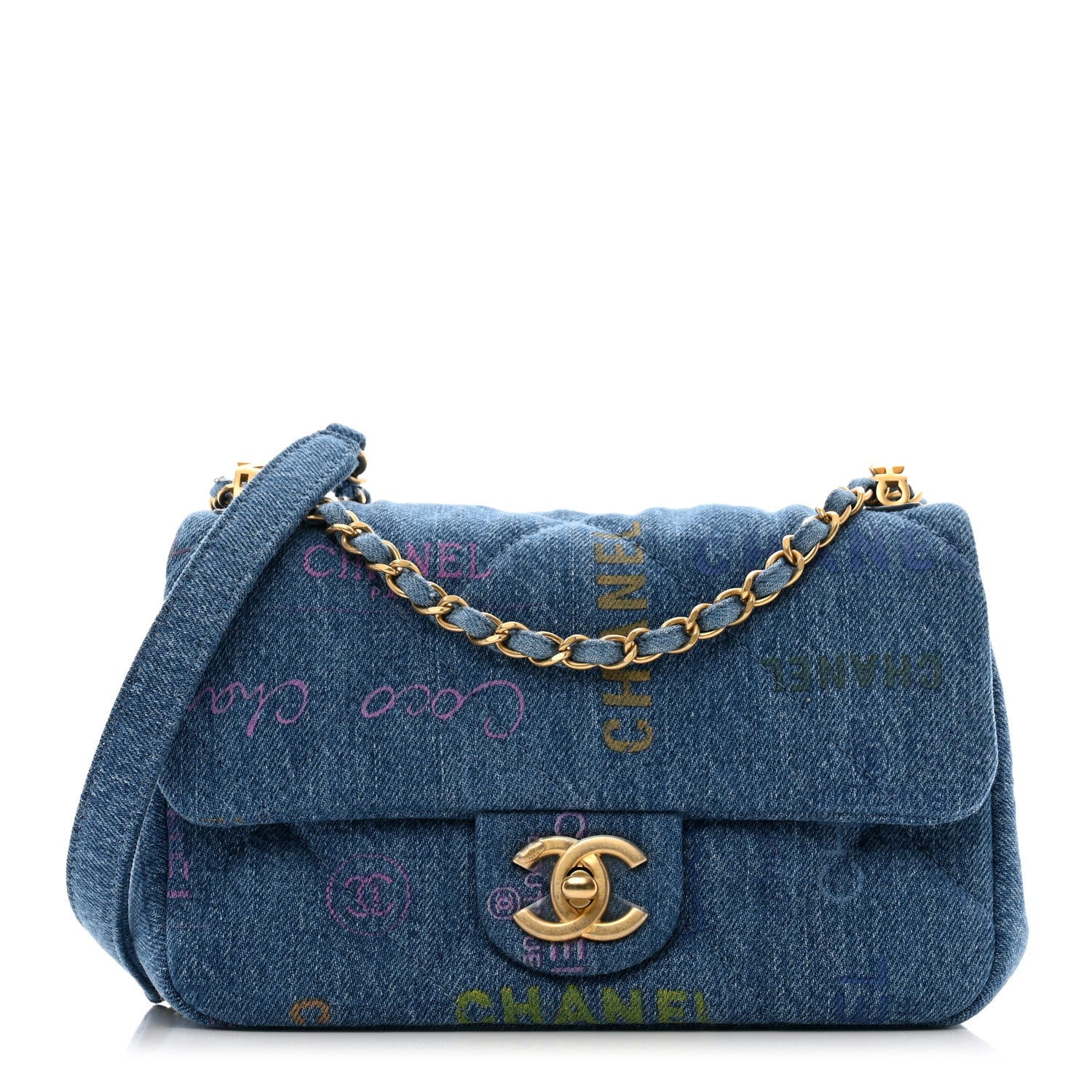 Chanel Denim Quilted Mini Denim Mood Rectangular Flap Blue Multicolor 1 of 10