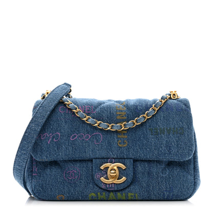 Chanel Denim Quilted Mini Denim Mood Rectangular Flap Blue Multicolor 1 of 10