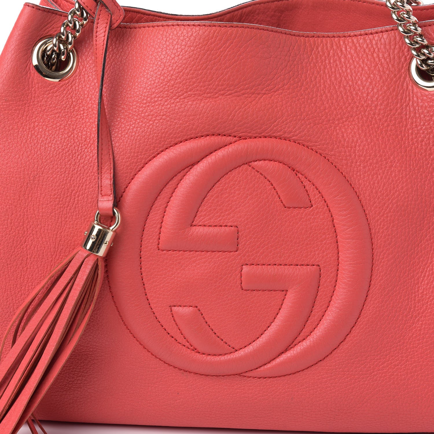 Gucci Pebbled Calfskin Medium Soho Chain Shoulder Bag Begonia Pink 14 of 15