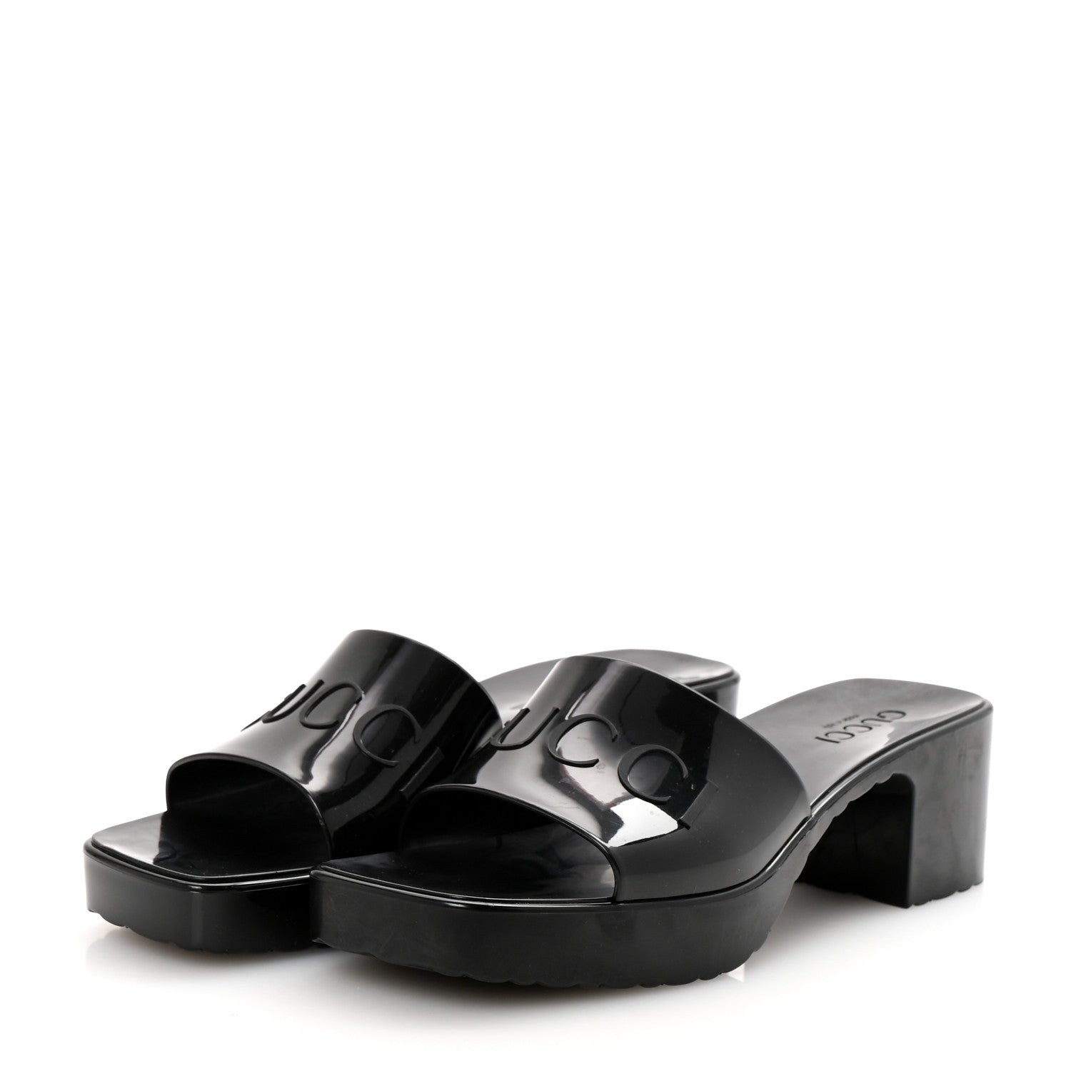 Gucci Rubber Gucci Logo Womens Platform 20/60mm Slide Sandals 38 Black 4 of 9