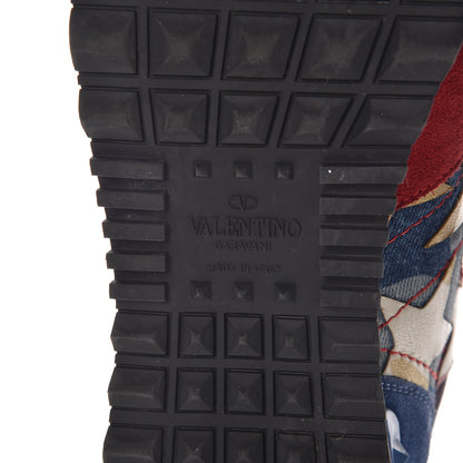 Valentino Garavani Suede Denim Camustars Womens Rockrunner Sneakers 38 Blue Red 8 of 12